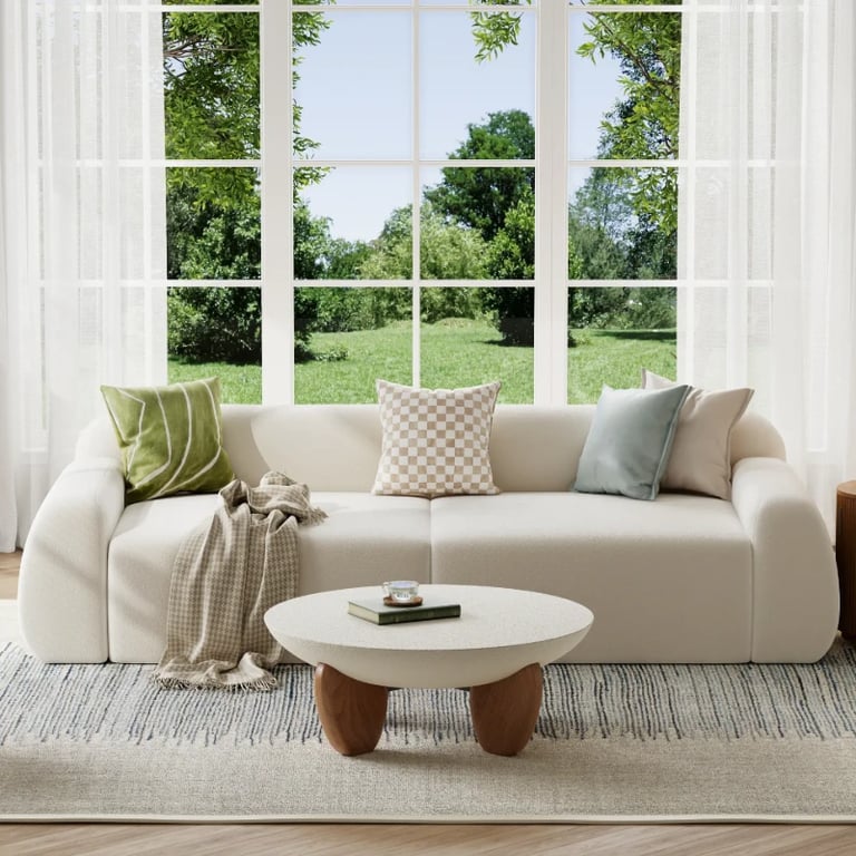 Picture of Lunea Cloud Sofa – Modular 3-Seater with Natural Wood Base