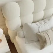 Picture of Cloudelle Natural Wood Upholstered Bed –  with Soft Curves