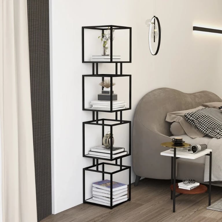 Lumière Display Shelf – Black Metal Frame with Minimal Design.