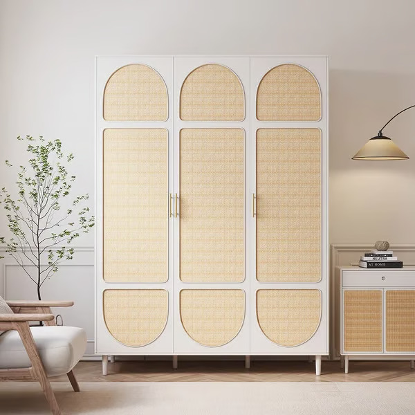 Marmo Wardrobe Natural wood with Rattan
