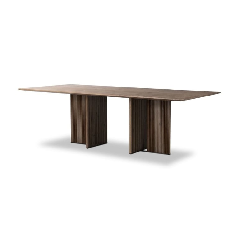Novira Dining Table – Modern Fluted Design | Natural Wood