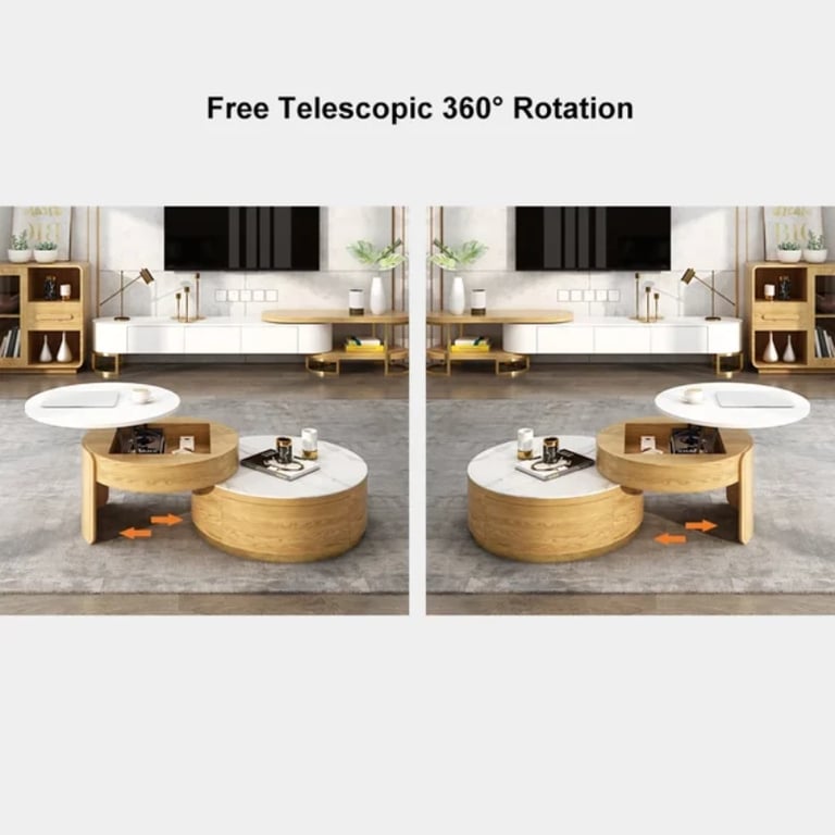 صورة طاولة قهوة دوبا من الخشب الطبيعي مع أدراج للتخزين