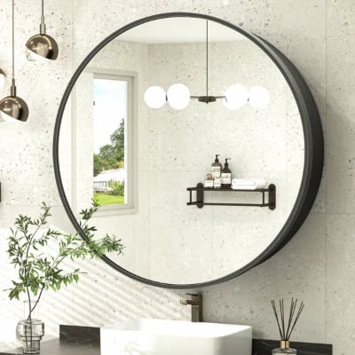 Picture of Streamlined round medicine cabinet Majiro