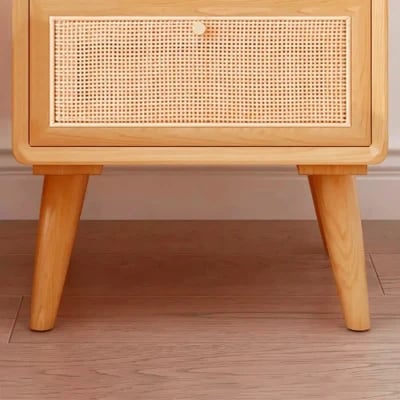 صورة كاتيلو طاولة غرفة نوم راتان مع خشب طبيعي - 2 درج