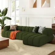 Picture of Verde Sectional Sofa –  Tufted Upholstery & Natural Wood Base