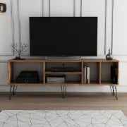 Picture of Tivo Modern TV Stand – Natural Wood with Metal Legs