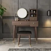 Diffia dresser with chair and mirror - Natural Wood