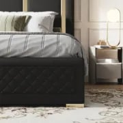Picture of Aurelia Luxe Upholstered Bed – Black & Gold