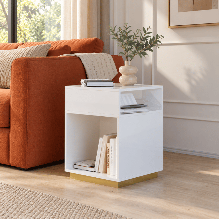 Mordelle Modern Side table with Open Storage