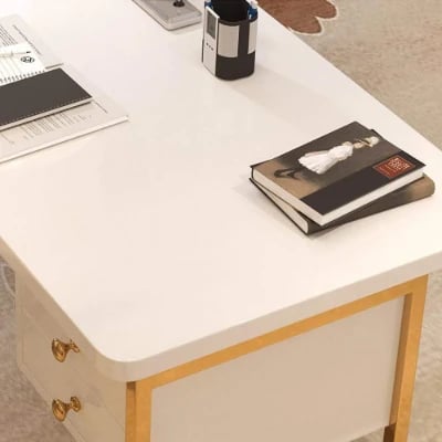 Alpha Gold Frame Desk - Natural wood.