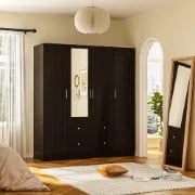 صورة دولاب خشب طبيعي مع مرآه - كلامي