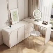 Arcadia Extendable Vanity Set – Natural Wood with Modern Storage Design