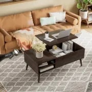 صورة ڤينتو طاولة قهوة مستطيلة بسطح قابل للرفع – خشب طبيعي