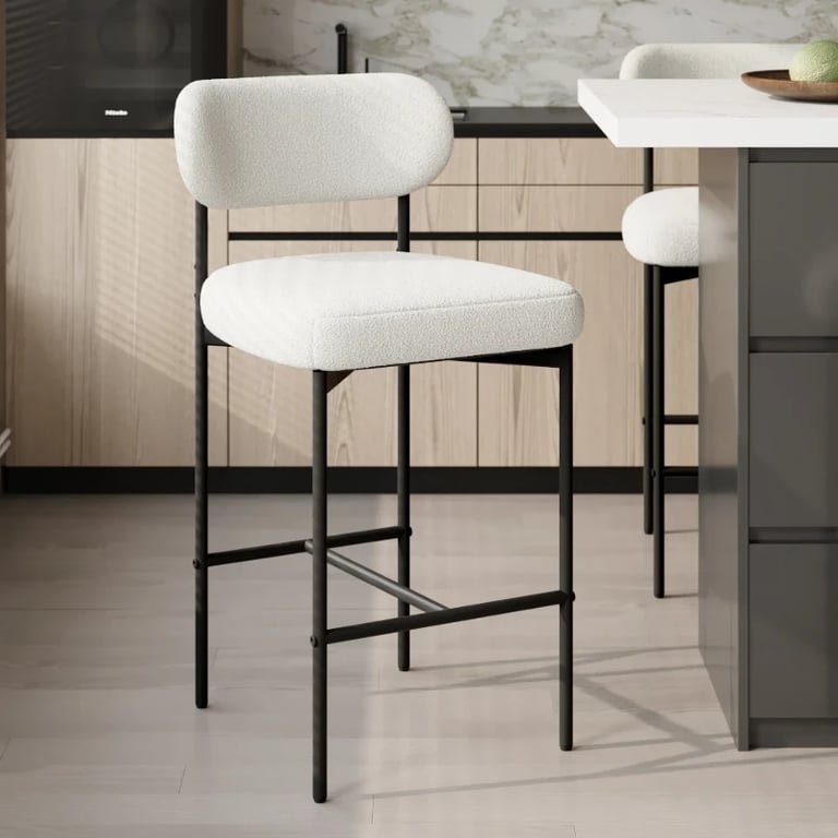 Vellor Upholstered Counter Stool – Black Frame