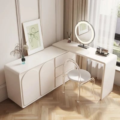 Arcadia Extendable Vanity Set – Natural Wood with Modern Storage Design