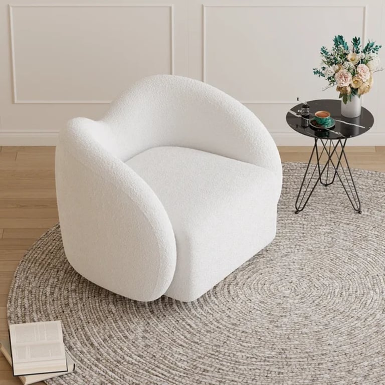 Picture of Auraya Swivel Accent Chair – White Elegance with Gold Base