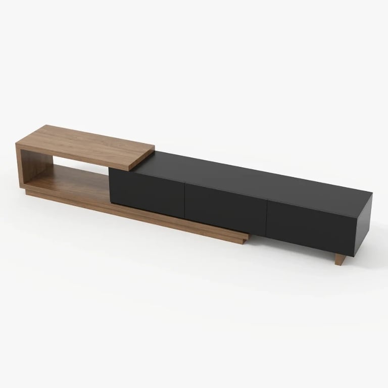 Mauro Media Set in Natural Wood & Black