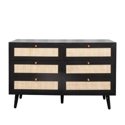 Picture of Maven – Black Rattan 6-Drawer Chest