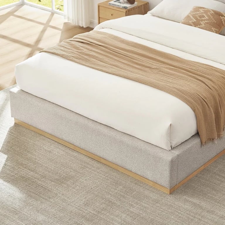 Lunessa Upholstered Queen Bed – Natural Wood