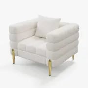 Lumière Sofa Set – 3-Seater Sofa & 2 Armchairs with Golden Metal Legs
