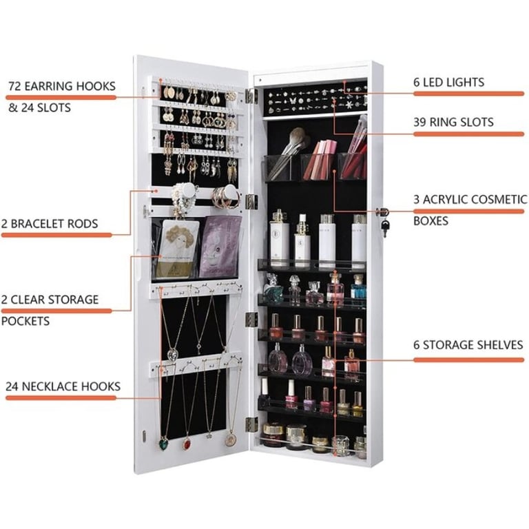 Picture of Matcha Over The Door Jewelry Armoire with Mirror