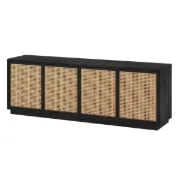 صورة راڤينا وحدة تلفزيون بواجهات منسوجة – أربع أبواب، خشب طبيعي