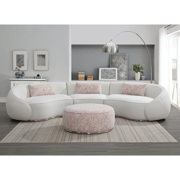Luna Curved Sectional Sofa – Modern Design with Circular Cushions