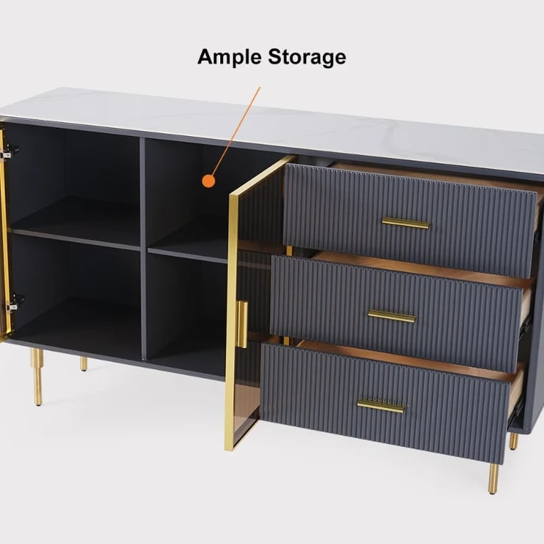 صورة سايدبورد بار جلازينو من الخشب الطبيعي – أبواب زجاج ولمسات ذهبية