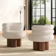 Picture of Polla Round Lounge Chair – Triple Backrest & Solid Wood Base