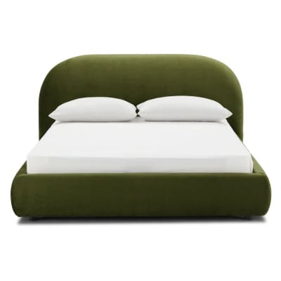 Genoa Upholstered Bed with Rounded Headboard – Natural Wood