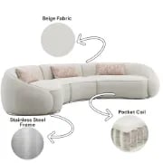 Luna Curved Sectional Sofa – Modern Design with Circular Cushions