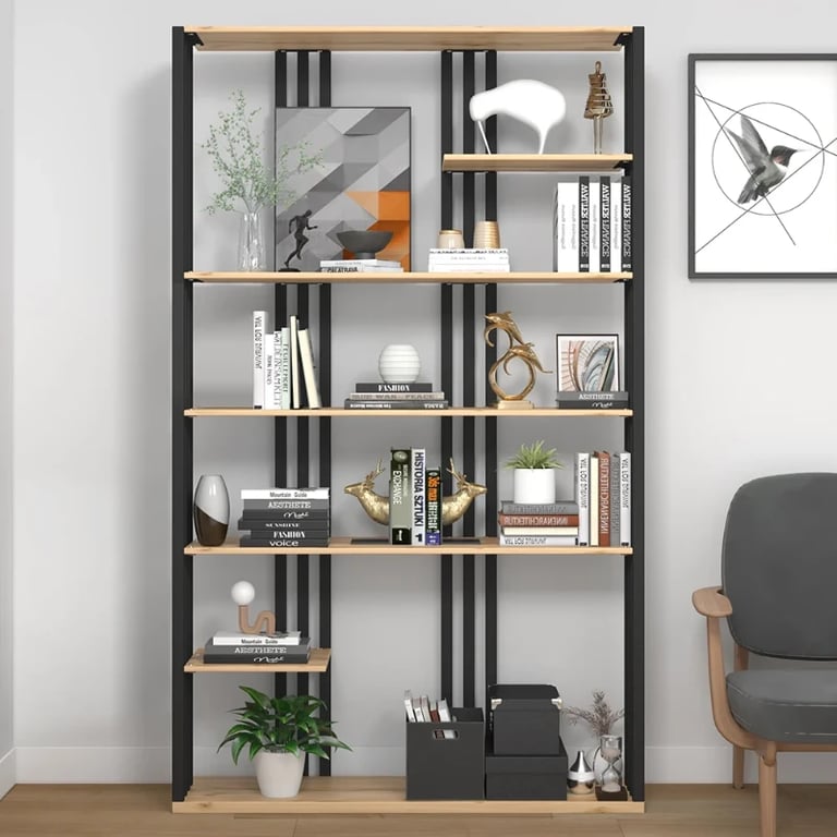 Picture of Paolo bookcase with shelves - natural wood