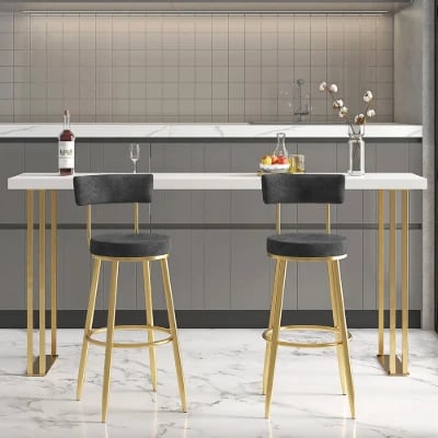 Élysée Bar Stool – Gold Frame with Padded Backrest