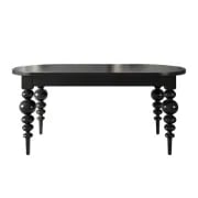 Picture of Elegant Black Oval Dining Table with Sculpted Legs
