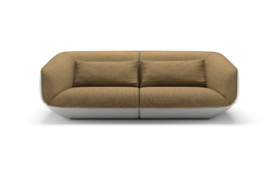 Modara – Dual-Tone Lounge Sofa with Natural Wood Base