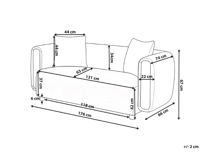 Joli Sofa - Modern 2-Seater Natural wood.