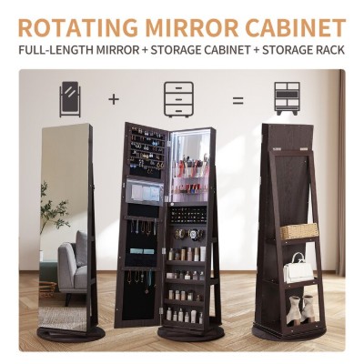 صورة وودي خزانة اكسسوارات ومجوهرات مع مرايا ستاند