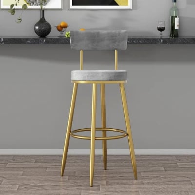 Élysée Bar Stool – Gold Frame with Padded Backrest
