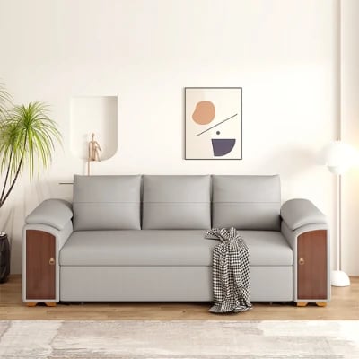 Rovano Convertible Sofa Bed – Smart Storage & Wooden Arm Design
