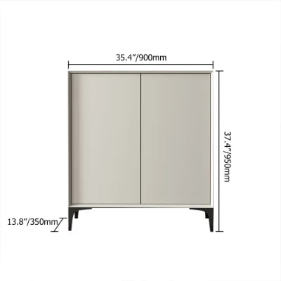 Nordic Minimalist Off White Wooden Shoe Cabinet with 2-Door 8-Shelf
