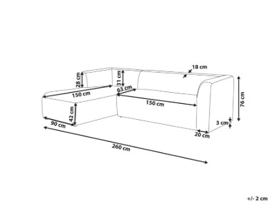 صورة ماتلان – كنبة ركنية على شكل حرف الـ  بقاعدة من الخشب الطبيعي