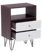 Picture of Arven – Modern Natural Wood Bedside Table with Open Shelf & 2 Drawers