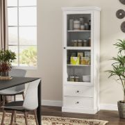 Liyan Glass Storage Cabinet – Natural Wood