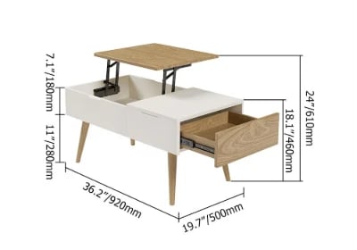 Picture of Mocito Lift-Top Coffee Table – Natural Wood with Storage Drawer
