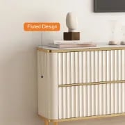 Picture of Monella TV Stand – Natural Wood with Cabinet Door and Storage Drawers