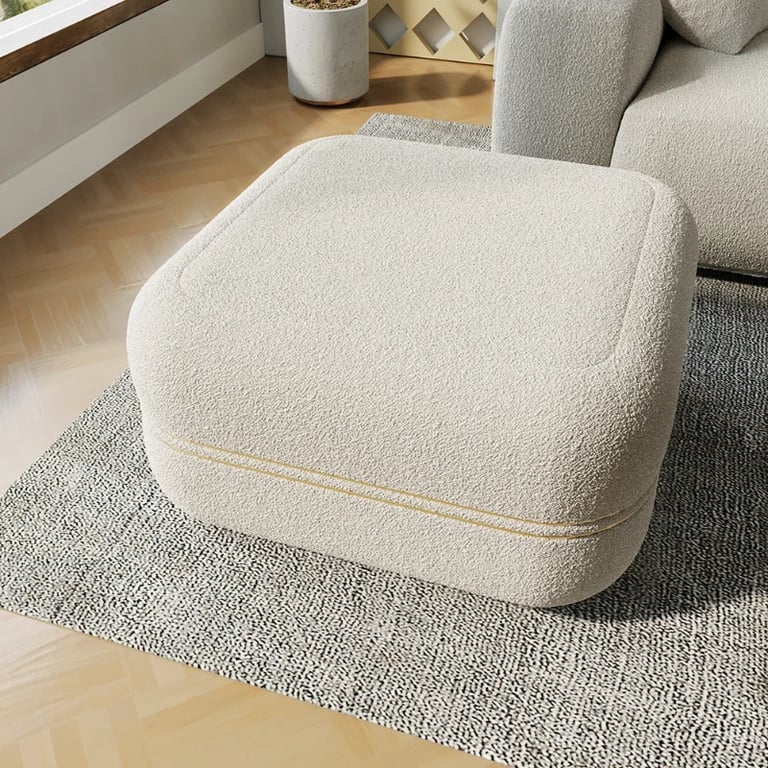 Dario Ottoman – Upholstered Design with Natural Wood Frame
