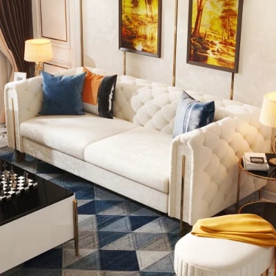 Évianne – Sofa & Armchair Set with Elegant Gold Accents