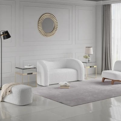 Lunaro Curved Bouclé Sofa – Modern Two-Seater Design