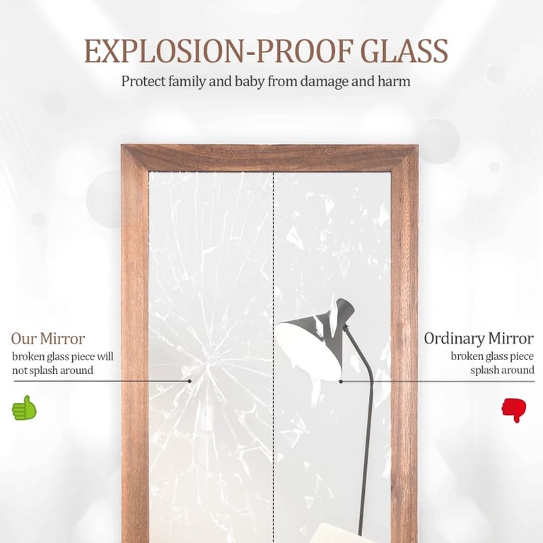 BEAUTYPEAK Full Length Mirror Wood Frame Floor Mirror Standing Mirror