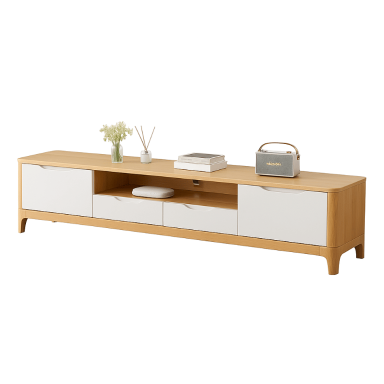 Picture of Almora TV Unit – NaturalWood with Drawers & Scandinavian Style